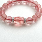BS239【Lucky】Ice Type Watermelon Stone Heart Silver Plated Bracelet