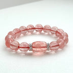 BS239【Lucky】Ice Type Watermelon Stone Heart Silver Plated Bracelet