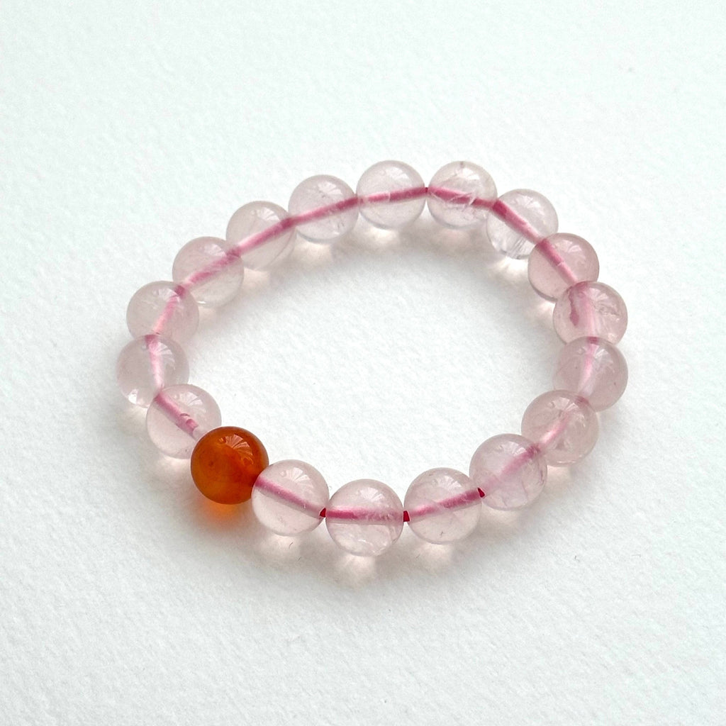 BS241 [Libra Scorpio | October] Ice Rose Quartz Red Agate Bracelet