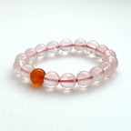BS241 [Libra Scorpio | October] Ice Rose Quartz Red Agate Bracelet
