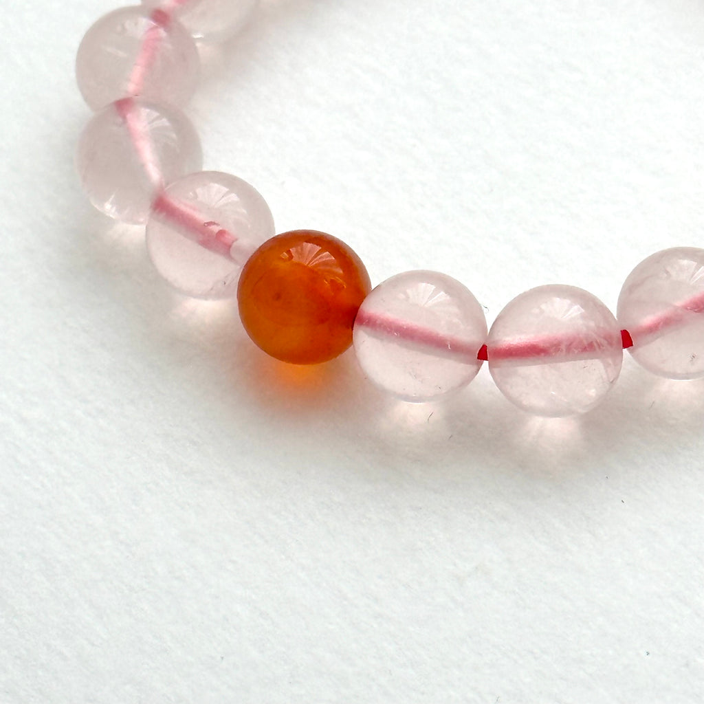 BS241 [Libra Scorpio | October] Ice Rose Quartz Red Agate Bracelet