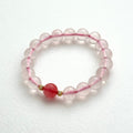 BS247 [Libra-Scorpio | October] Icy Rose Quartz | Watermelon Stone 18K Gold Plated Ball Bracelet