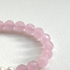 BS245 [Lucky Glass] Pink Glass Water Drop Freshwater Pearl Simple Gold-plated Bracelet