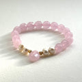 BS245 Pink Glass Teardrop | Freshwater Pearl Simple Gold-Plated Bracelet