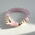 BS244 [Libra-Scorpio | October] Star-cut Rose Quartz | Freshwater Pearl 18K Simple Gold-plated Bracelet
