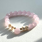 BS245 [Lucky Glass] Pink Glass Water Drop Freshwater Pearl Simple Gold-plated Bracelet
