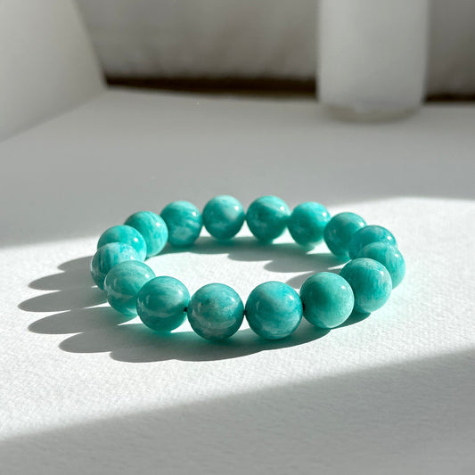 B01 【處女天秤座|9月誕生石】天河石亞馬遜石純珠手鏈手串 Amazonite Bracelet