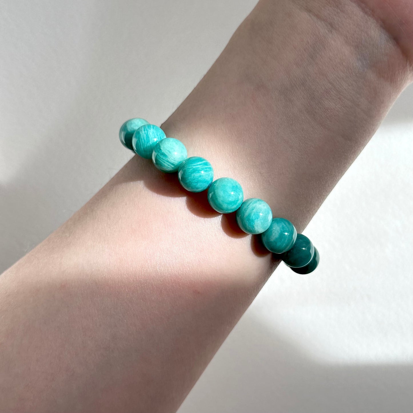 B01 【處女天秤座|9月誕生石】天河石亞馬遜石純珠手鏈手串 Amazonite Bracelet