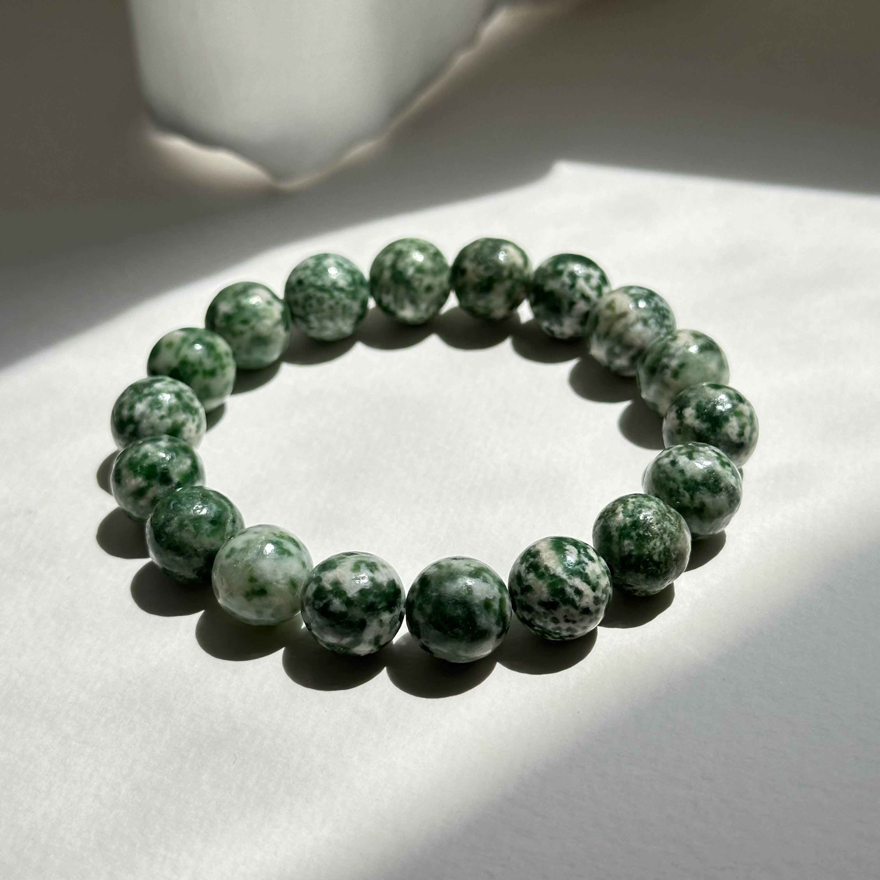 B23 Green Dot Stone Pure Bead Bracelet