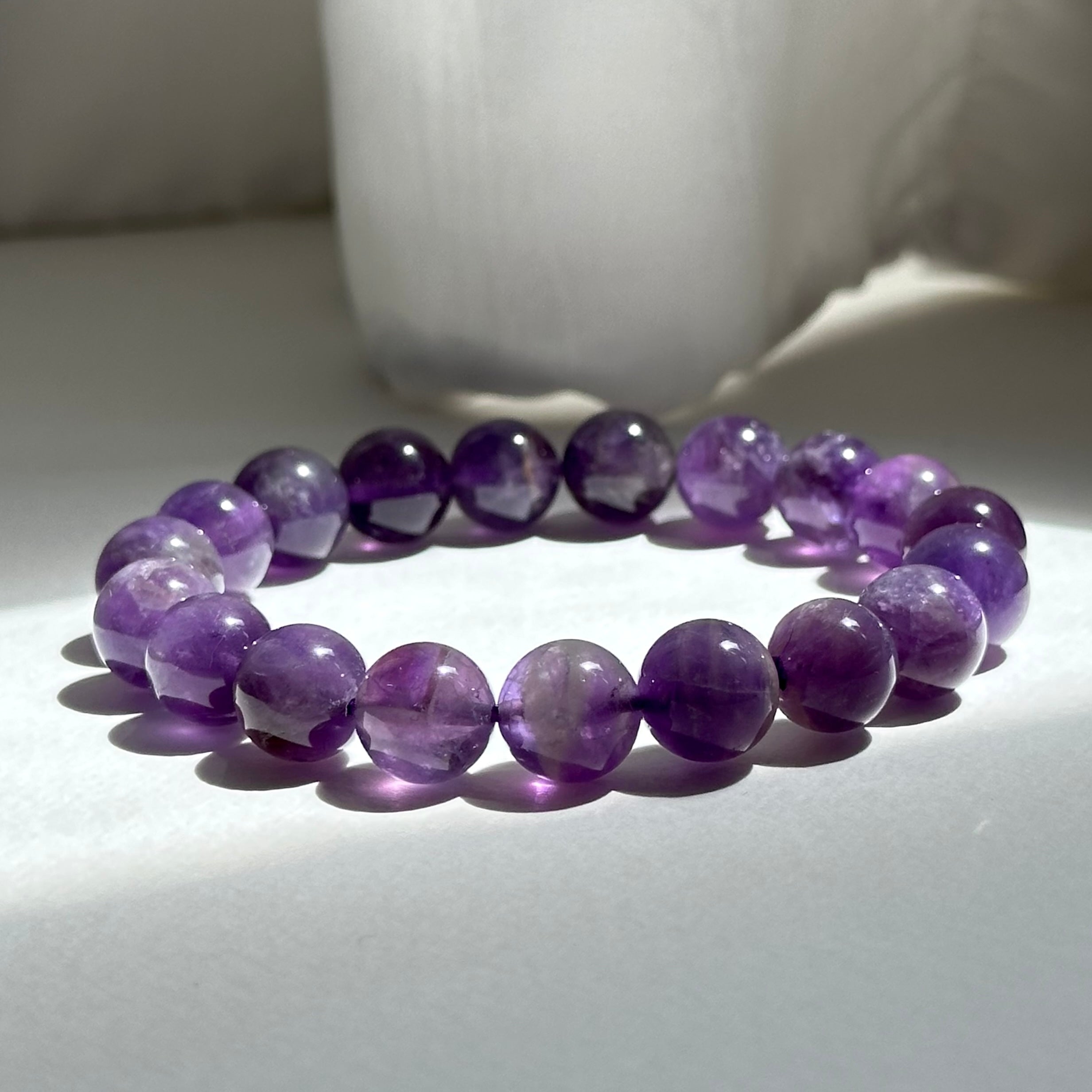 B58 [Aquarius/Pisces | February Birthstone] Amethyst Bead Bracelet