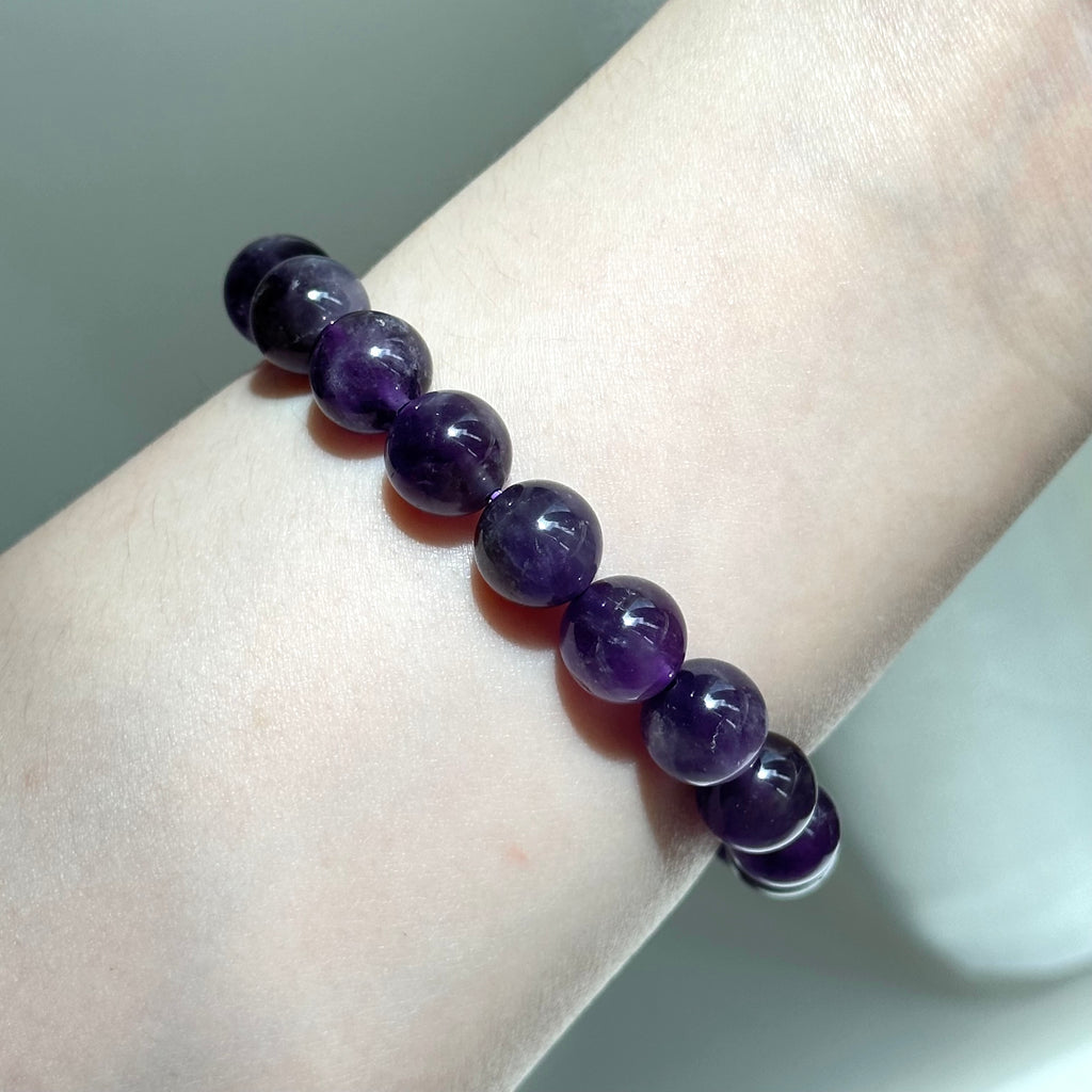 B58【水瓶雙魚座|2月誕生石】紫水晶純珠手鏈手串