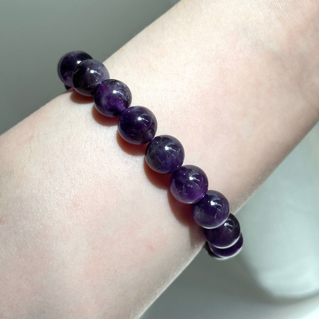 B58【水瓶雙魚座|2月誕生石】紫水晶純珠手鏈手串