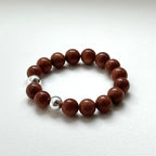 BS249【印度傳說許願石】金砂石鍍銀手鏈手串