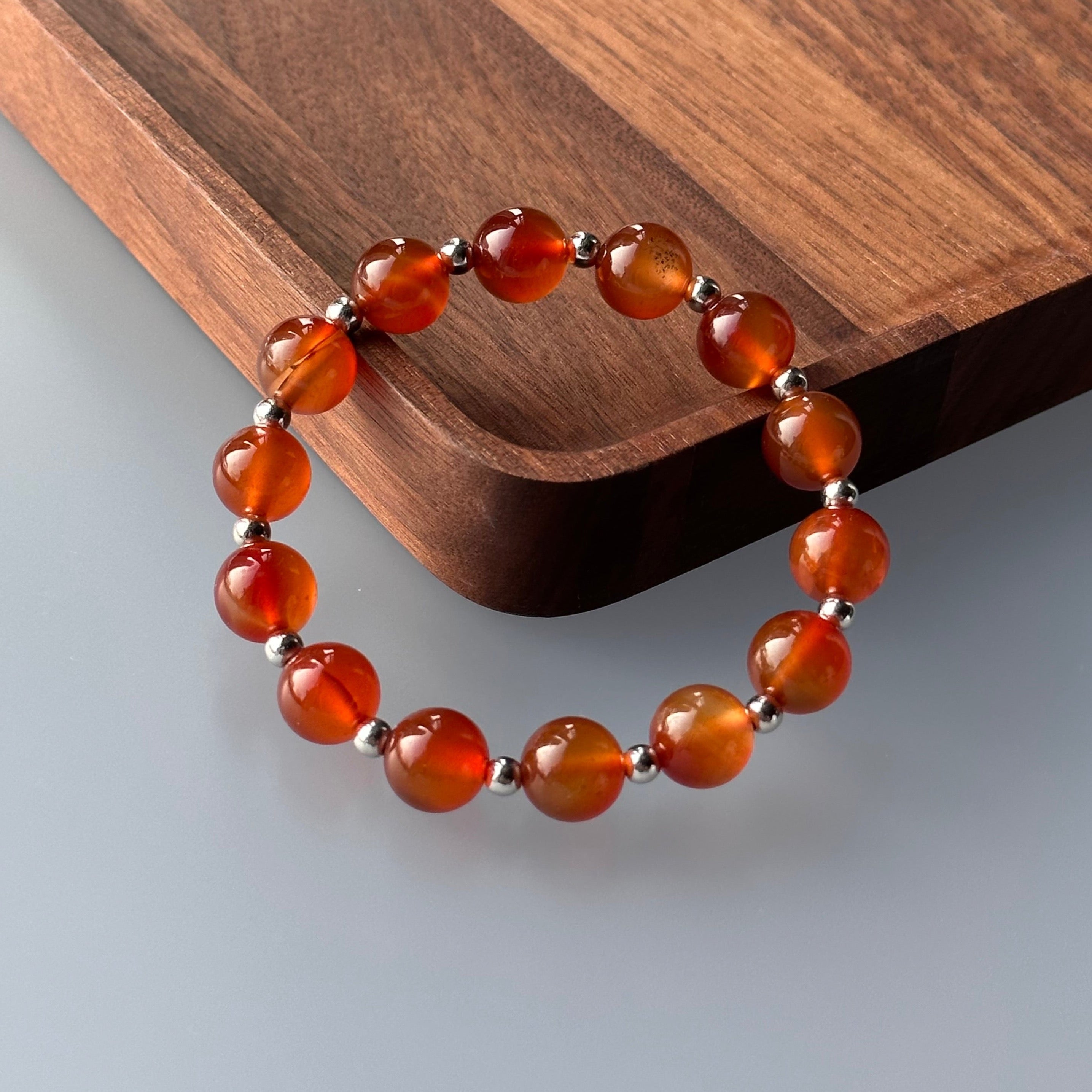 BS06 紅瑪瑙簡約銀手鏈手串