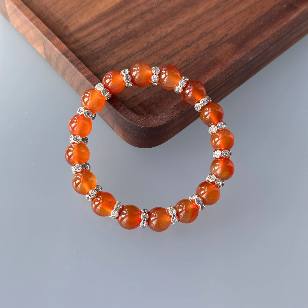 BS08 [Cancer Leo | July] Red agate silver-plated bracelet