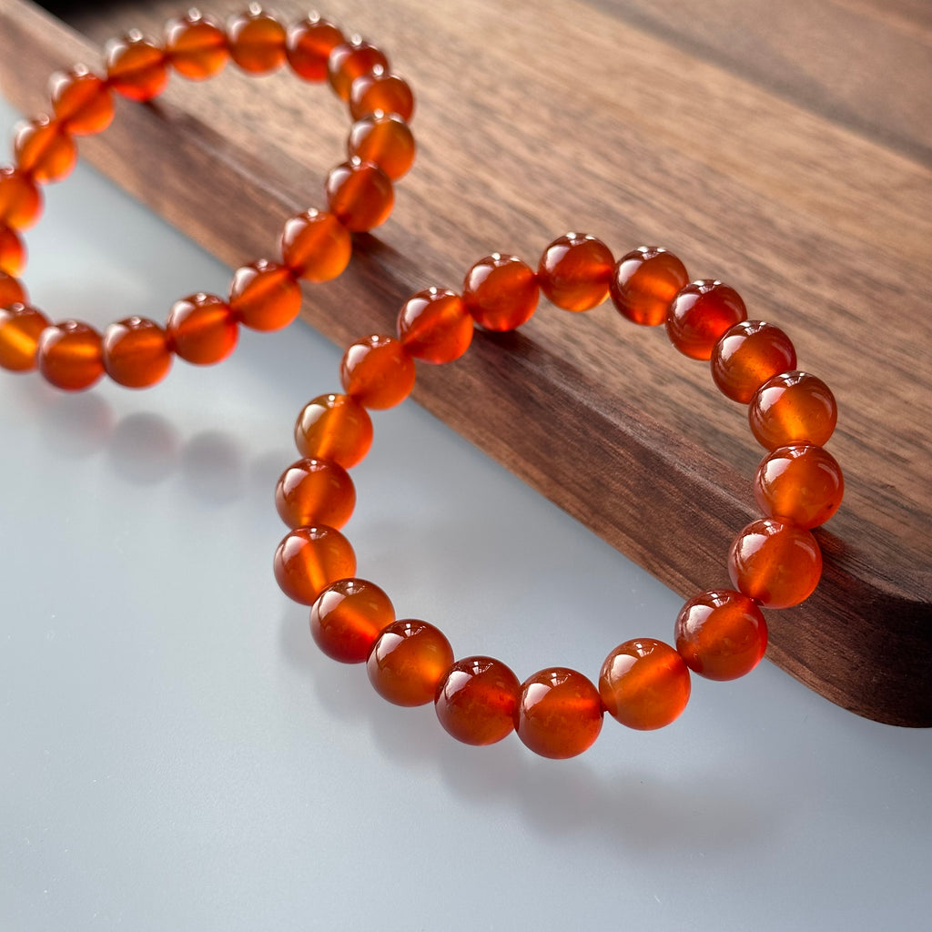 B009【巨蟹獅子座|7月】紅瑪瑙純珠手鏈手串