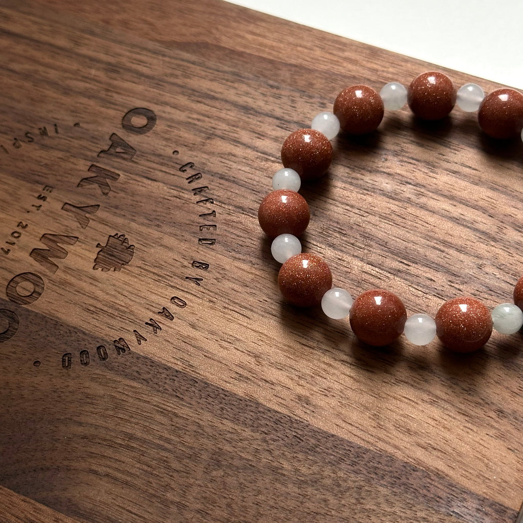 BS248【印度傳說許願石|護身符】金砂石天山翠手鏈手串