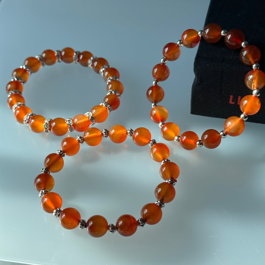 GS2【 7月誕生石 赤玉紅瑪瑙禮盒】精選三款銀飾手鏈手串