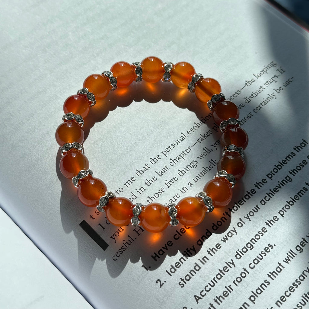 BS08 [Cancer Leo | July] Red agate silver-plated bracelet