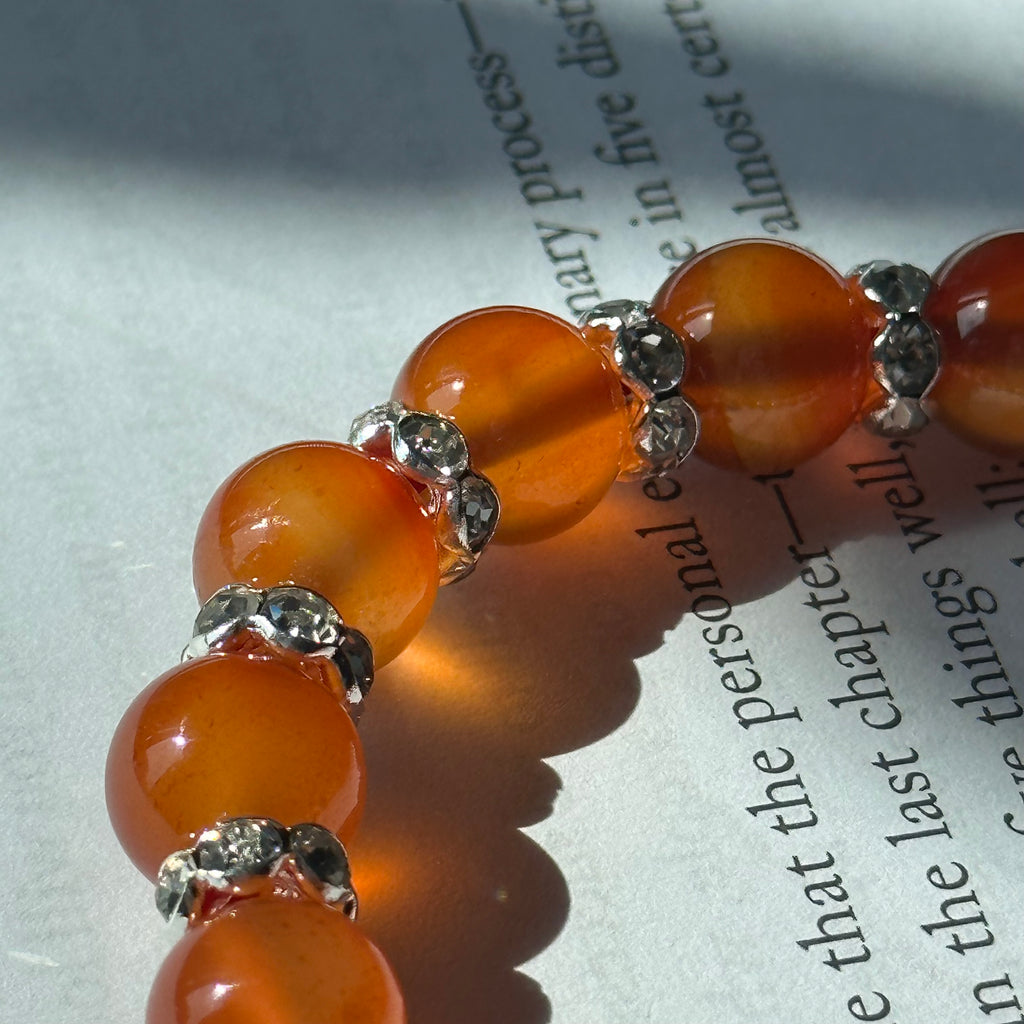 BS08 [Cancer Leo | July] Red agate silver-plated bracelet