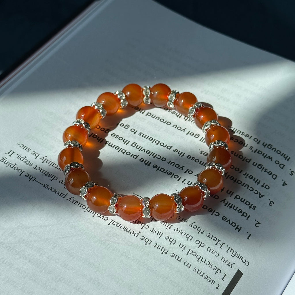 BS08 [Cancer Leo | July] Red agate silver-plated bracelet