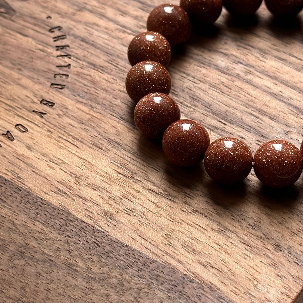 B87 【印度傳說許願石】金砂石純珠手鏈手串