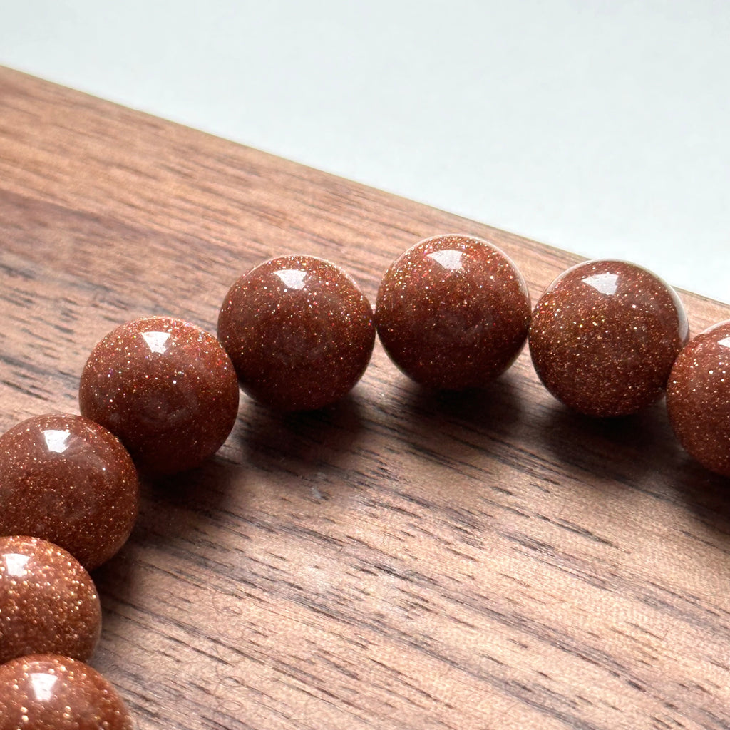 B87 【印度傳說許願石】金砂石純珠手鏈手串