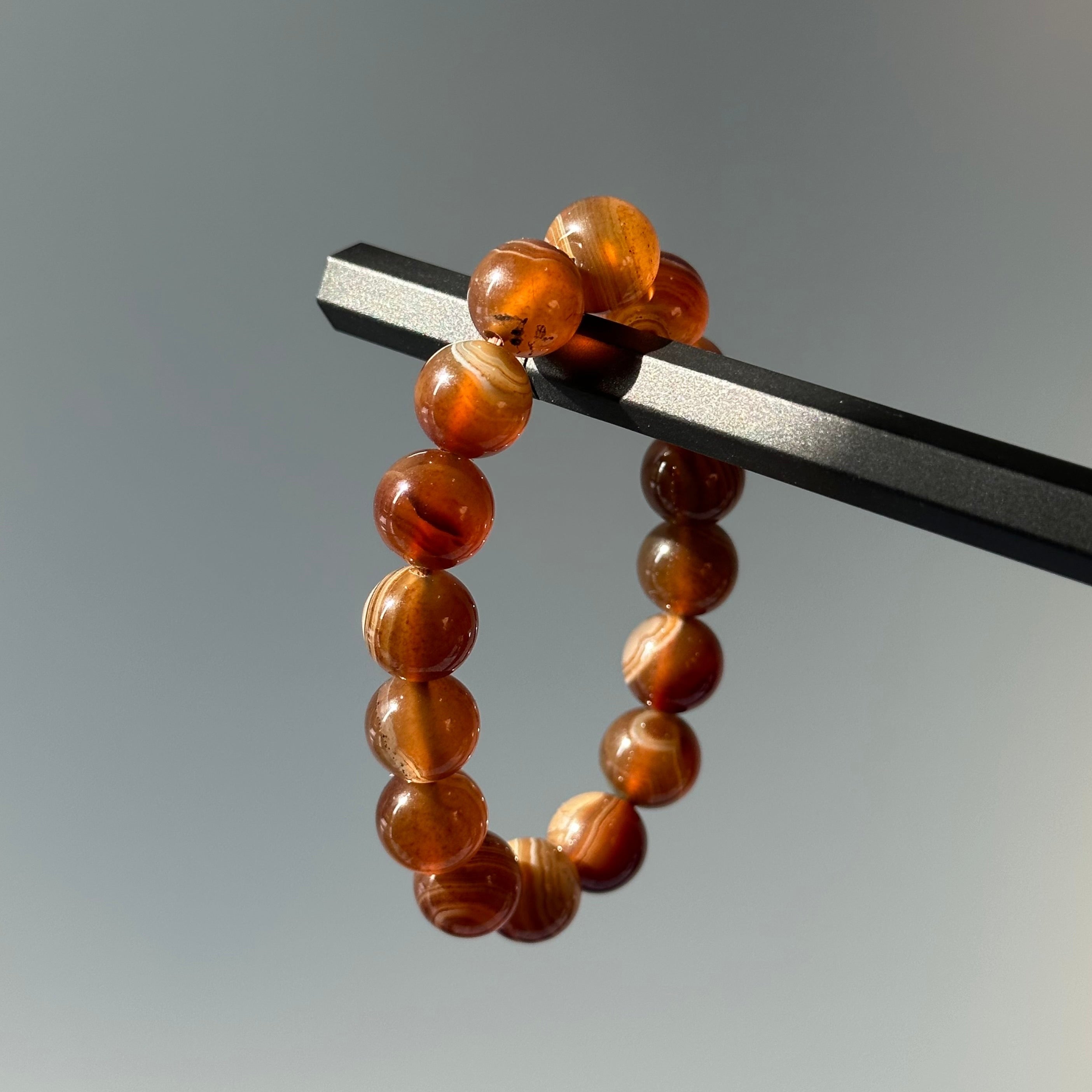 B006 Chestnut Brown Agate Bead Bracelet