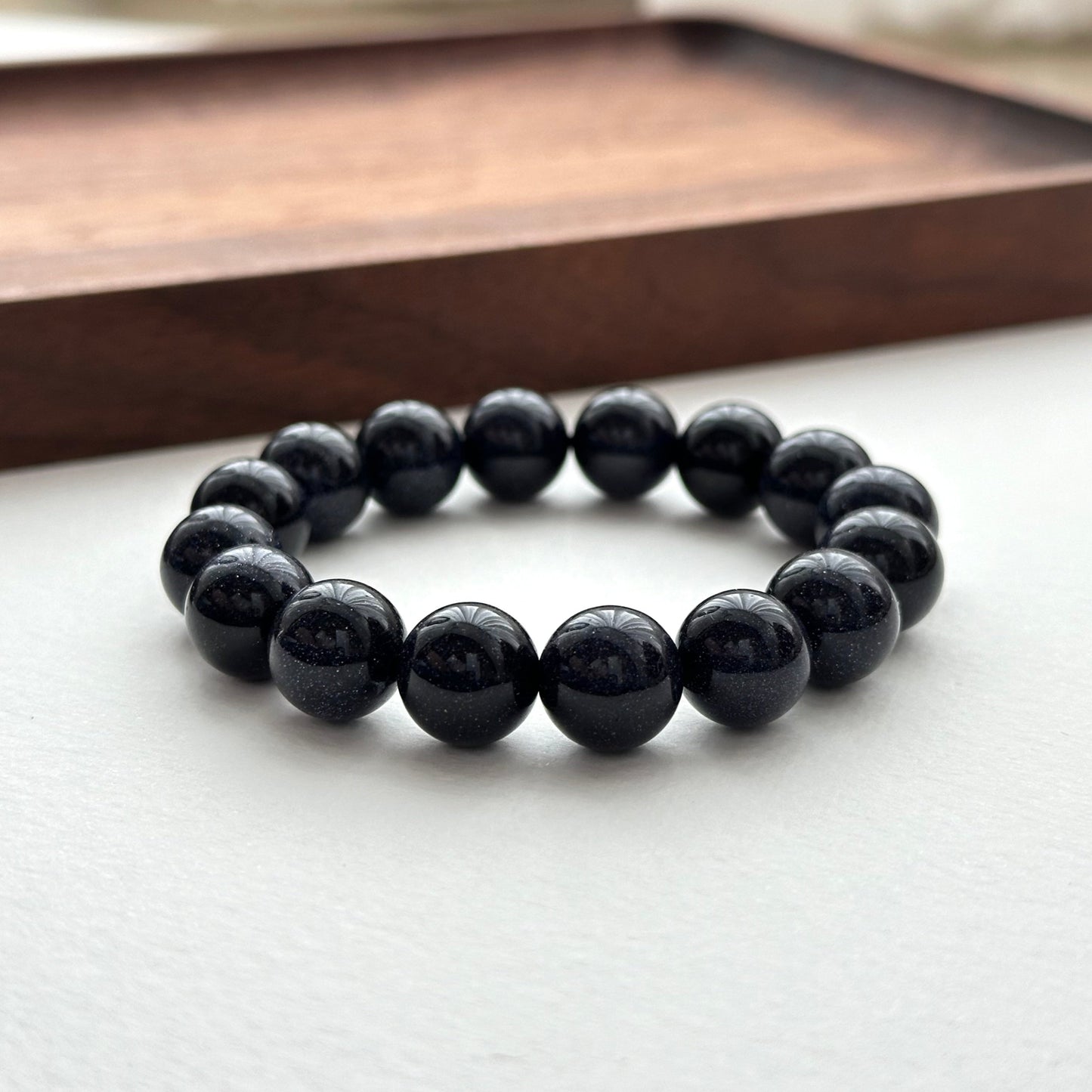 B88 [Starry Night] Blue Sandstone Pure Bead Bracelet
