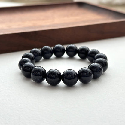 B88 [Starry Night] Blue Sandstone Pure Bead Bracelet