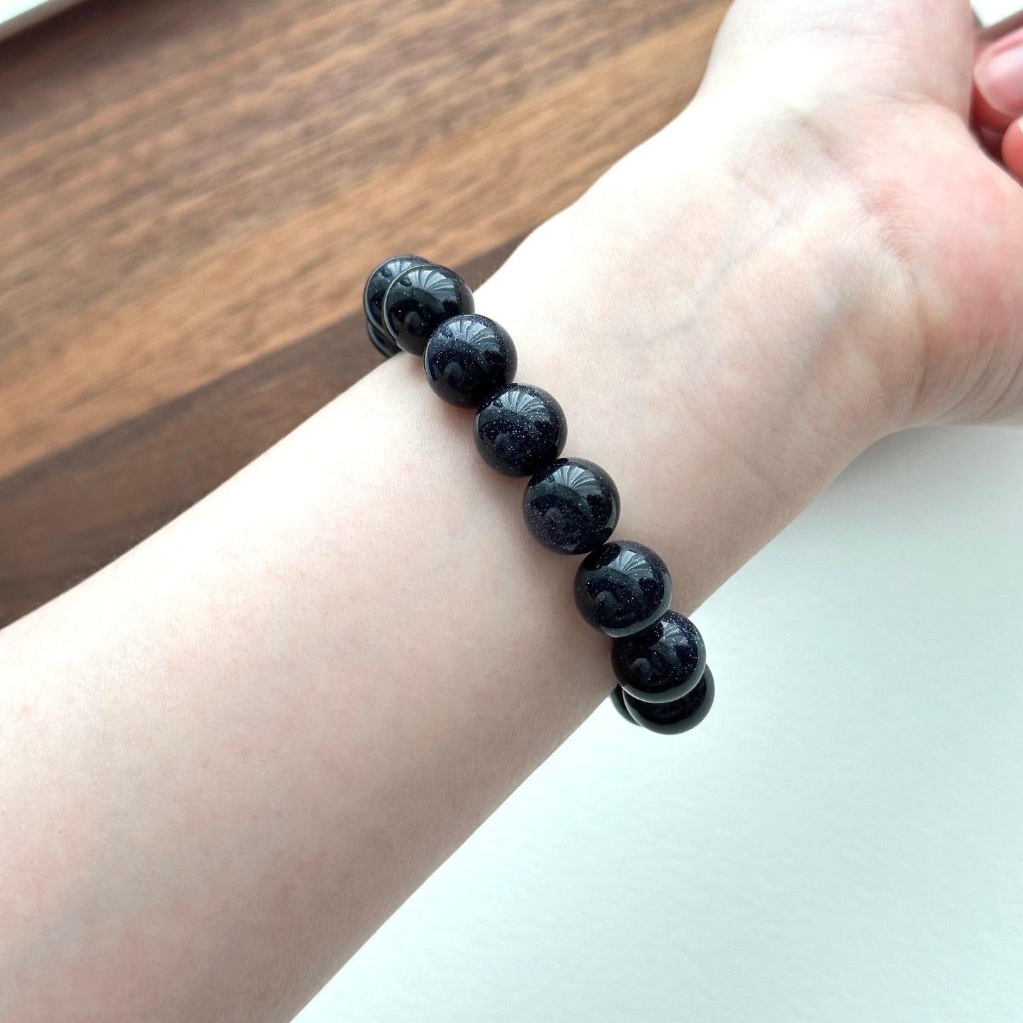B88 [Starry Night] Blue Sandstone Pure Bead Bracelet