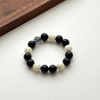 BS261 [Starry Night] Blue Sandstone Horseshoe Snail Dark Blue Glass Bracelet