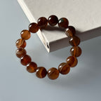 B005 Antique Bronze Brown Agate Pure Bead Bracelet
