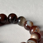 B005 Antique Bronze Brown Agate Pure Bead Bracelet
