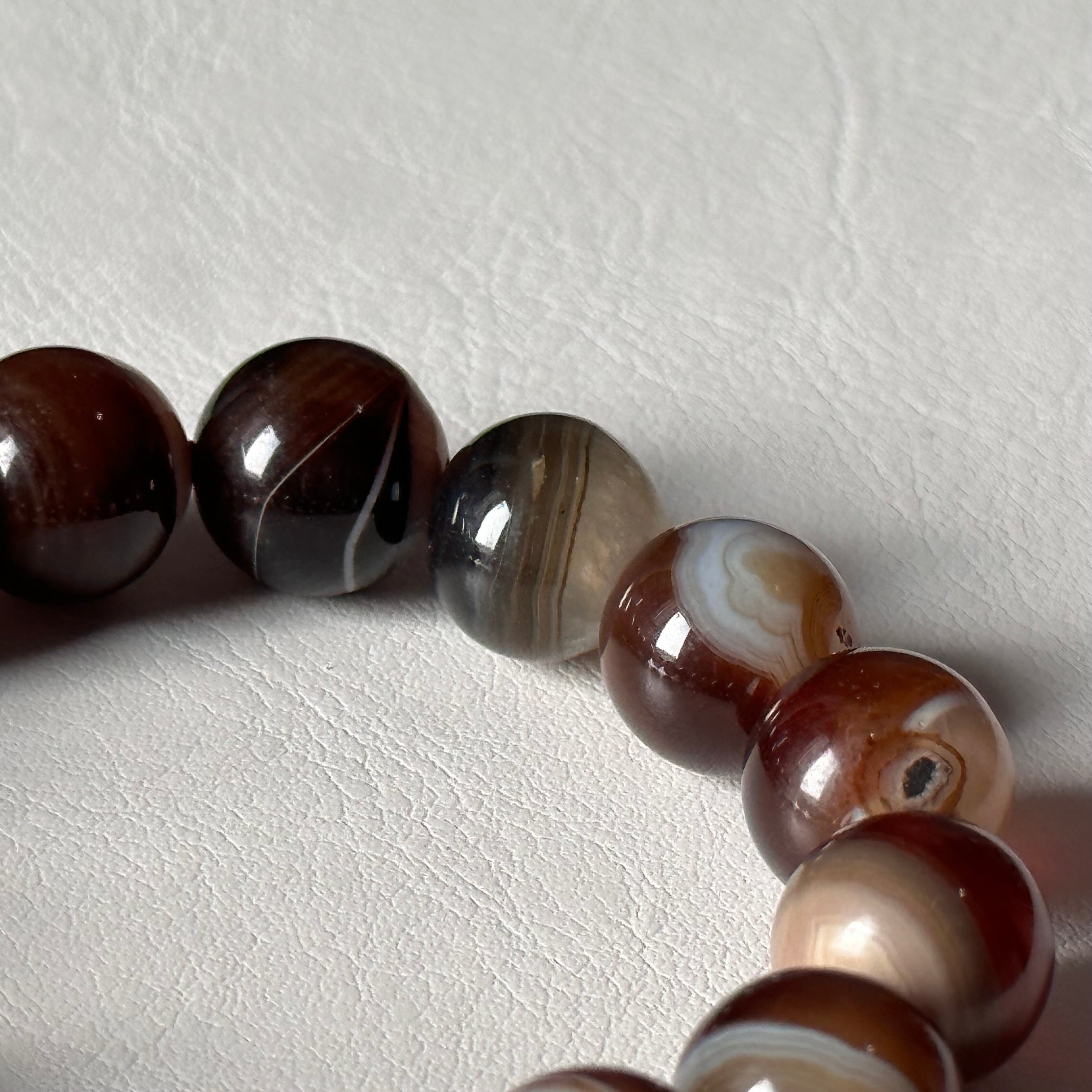 B005 Antique Bronze Brown Agate Pure Bead Bracelet
