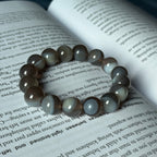 B008 [Copper Mark] Black Iron Gray Agate Pure Bead Bracelet