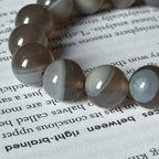 B008 [Copper Mark] Black Iron Gray Agate Pure Bead Bracelet