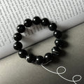 B11 Black Agate Pure Bead Bracelet