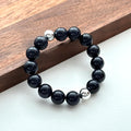 BS262 Blue Sandstone Double Round Silver-Plated Bracelet