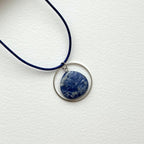 N96 [Self-Clarification] Blue Lace Stone | Teardrop | Round Silver Plated | Necklace