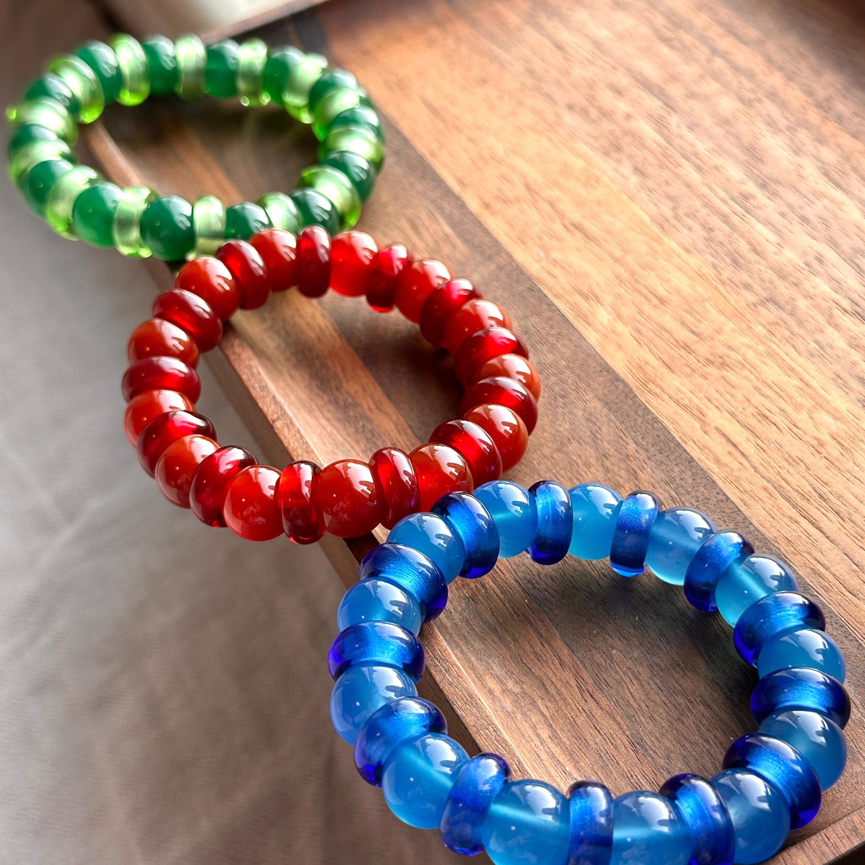 BS273 [Libra Scorpio | October] Opal Blue Glass Bracelet