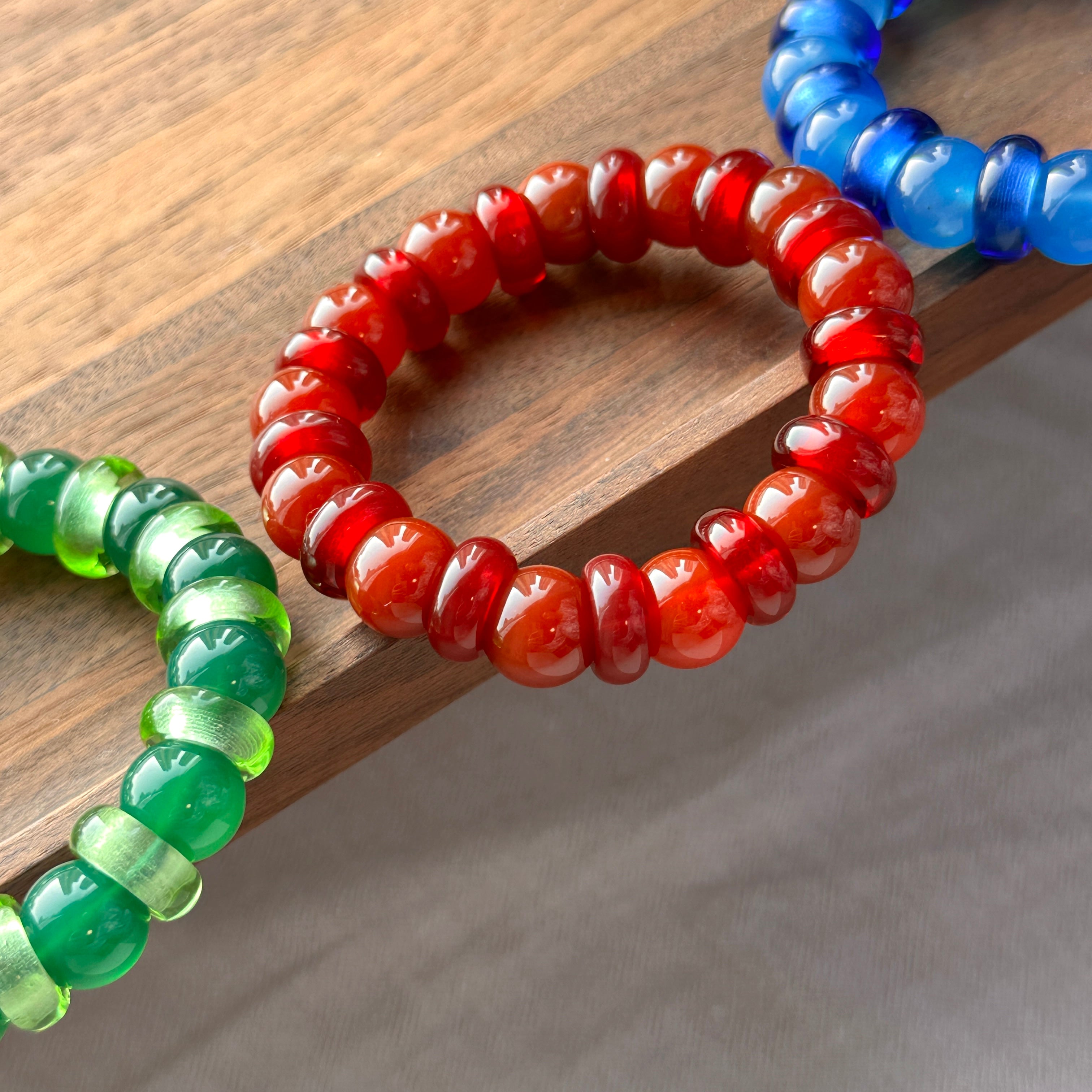 BS273 [Libra Scorpio | October] Opal Blue Glass Bracelet