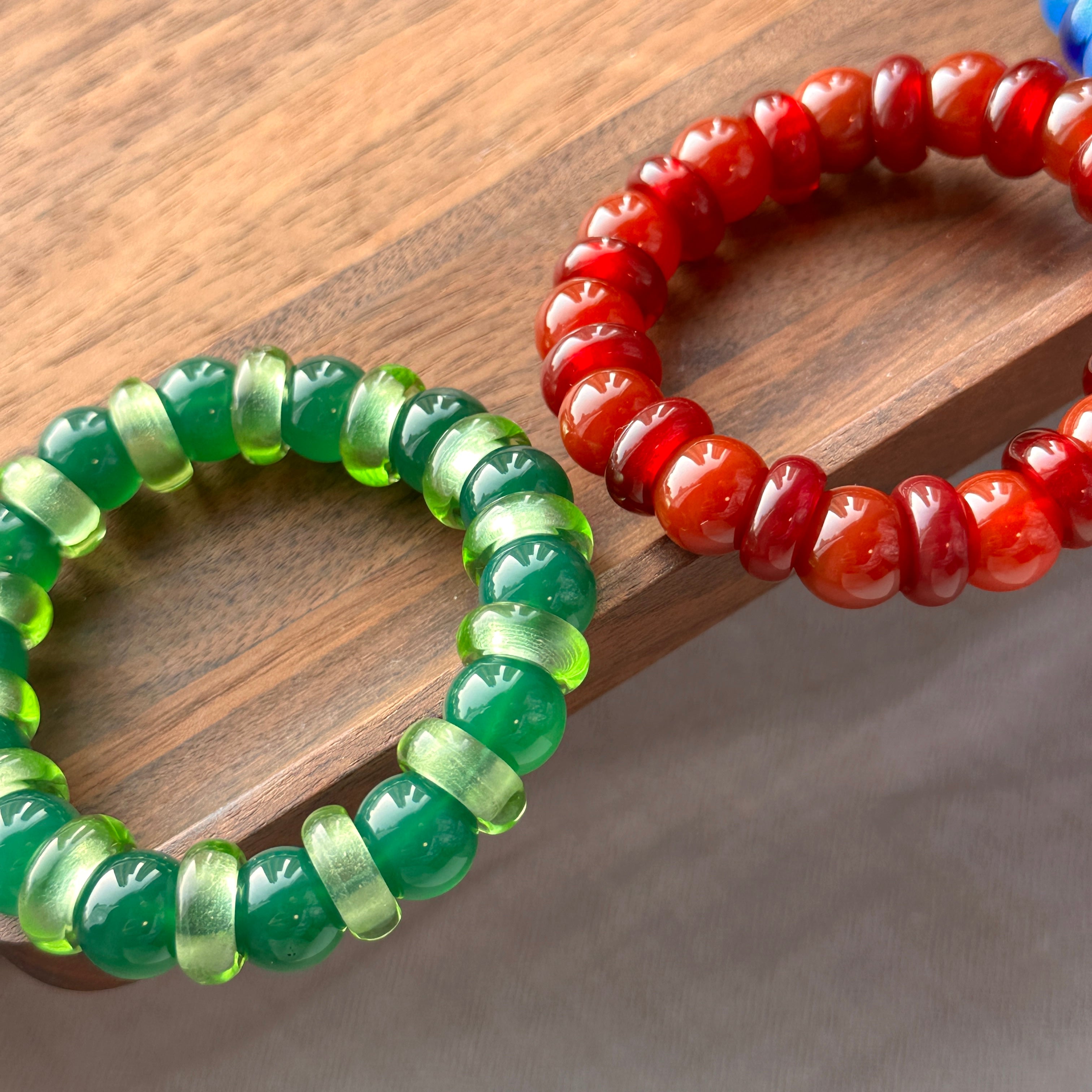 BS273 [Libra Scorpio | October] Opal Blue Glass Bracelet