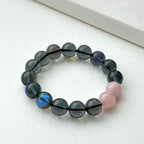 BS264 [Dark Blue Moon Glass] Dark Moon Glass Rose Quartz Bracelet