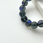 BS265 [Dark Blue Moon Glass] Dark Moon Glass White Blue Green Agate Bracelet