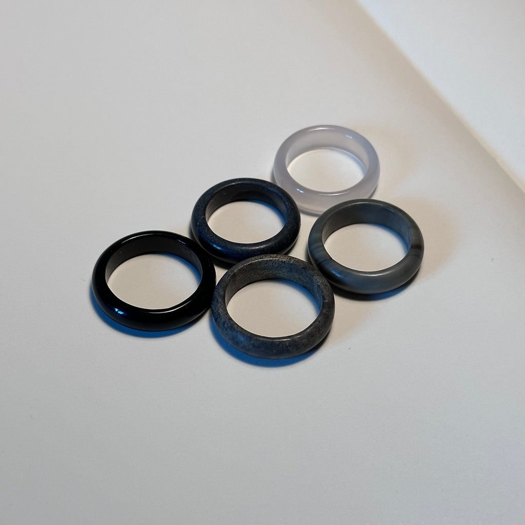 R01 黑瑪瑙介指戒指 Black Agate Ring (可配925銀頸鏈項鏈)