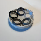 R02 黑石深灰介指戒指 Black Stone Dark Grey Ring (可配925銀頸鏈項鏈)