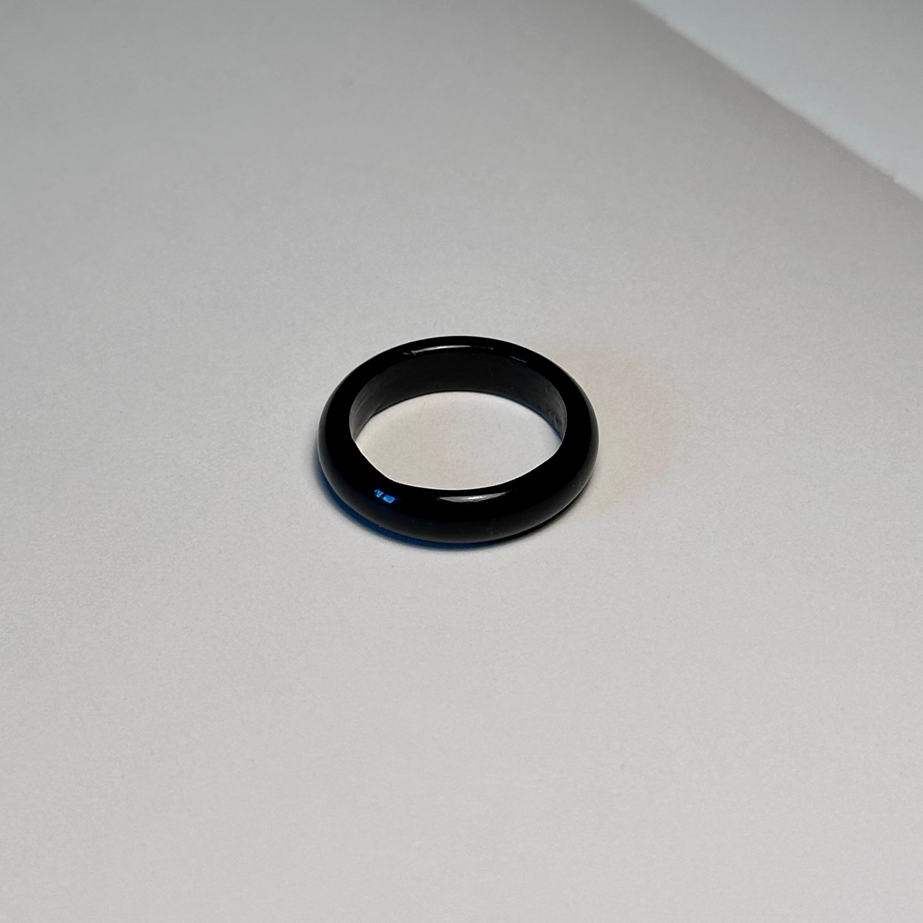 R01 黑瑪瑙介指戒指 Black Agate Ring (可配925銀頸鏈項鏈)