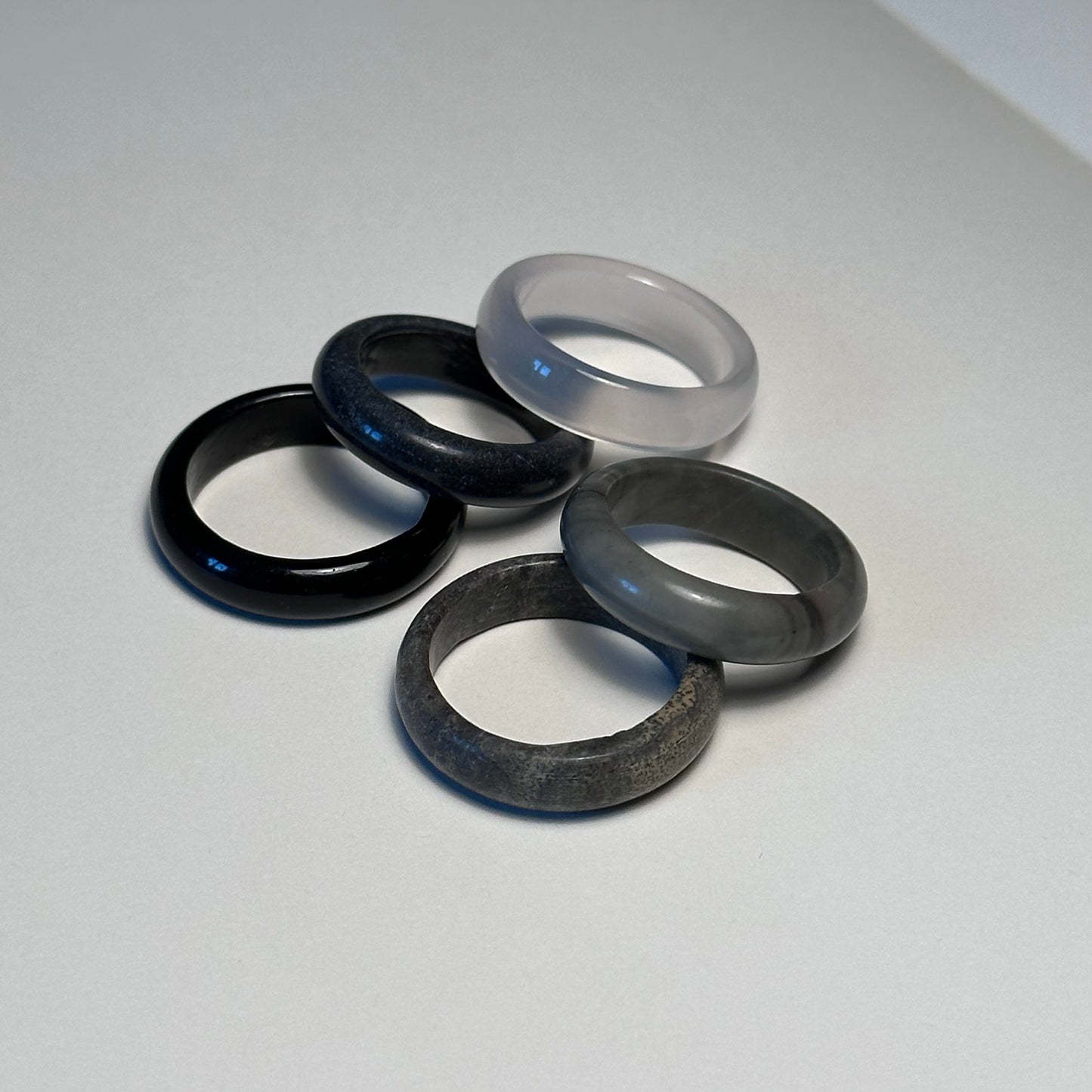 R02 黑石深灰介指戒指 Black Stone Dark Grey Ring (可配925銀項鏈)