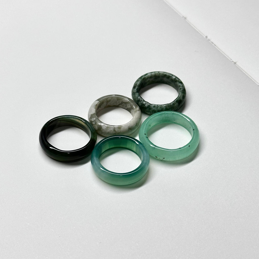 R08 綠瑪瑙介指戒指  Green Agate Ring (可配925銀頸鏈項鏈)